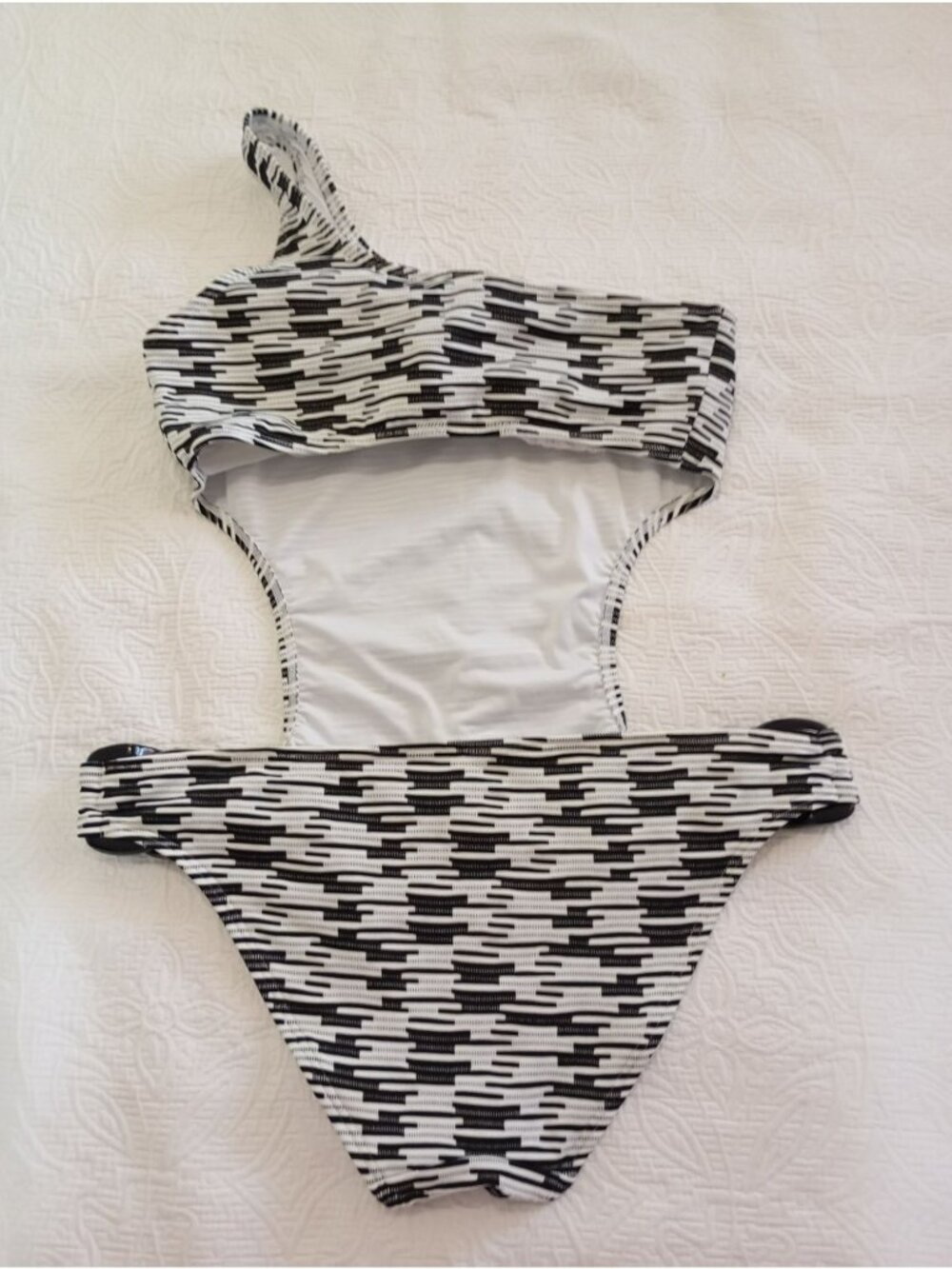 Victorias Secret One-Shoulder Monokini Swimsuit Side Rings Abstract Print Size L - Picture 12 of 12